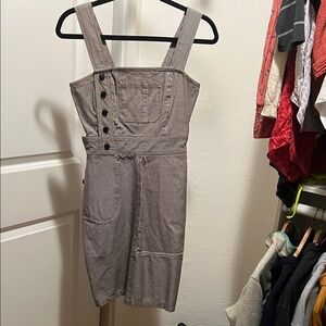 Zac Posen Black and White Striped Midi Dress